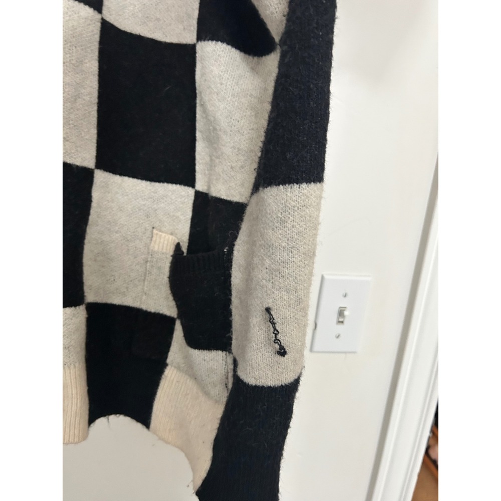 Dressed In Lala Black Cream Checkered Oversized Cardigan Sweater TAS526 Small - Picture 5 of 8